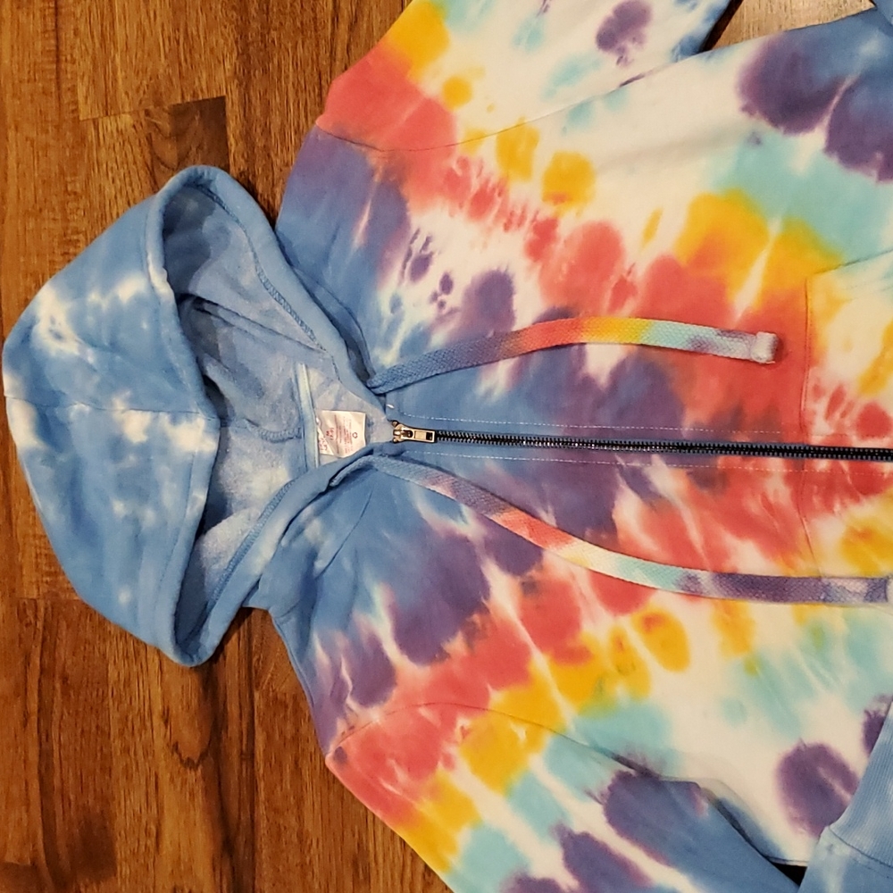 Womens No Boundaries tie dye full zip sweatshirt jacket size M - Picture 2 of 4
